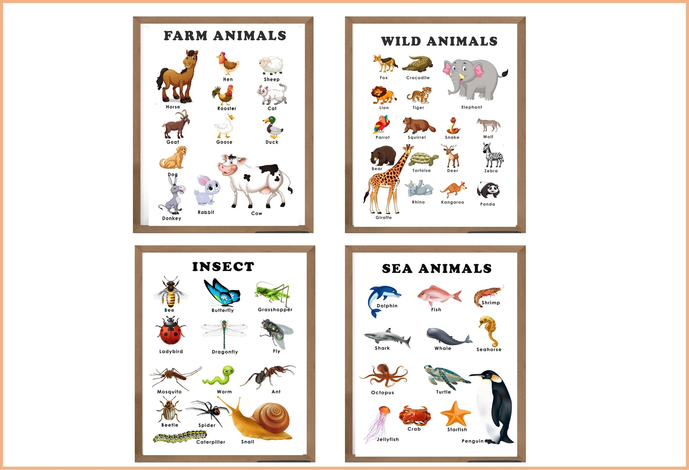 Sea Animals, insects, Wild animals and Farm Animals Printable Set - Image 6