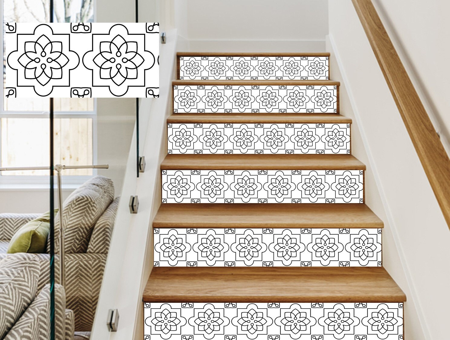 Home Decor Stair Riser Decals Modern Vinyl Strips Peel and stick Removable stickers for Stairs - HD04